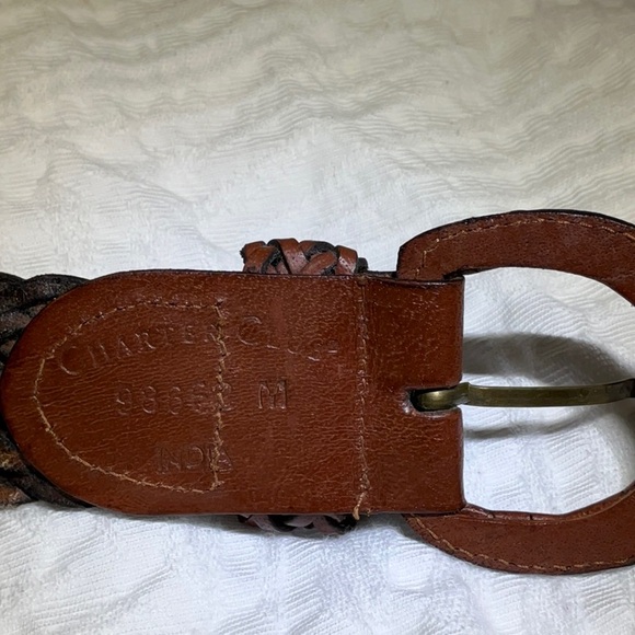 Charter Club Braided Leather Belt - Brown - Picture 3 of 5